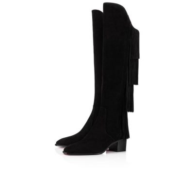 Christian Louboutin Boot Lion 55 Veau Velours Boots Stiefel Damen Schwarz | AT-19820