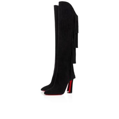 Christian Louboutin Boot Lionne 100 Veau Velours Boots Stiefel Damen Schwarz | AT-43868