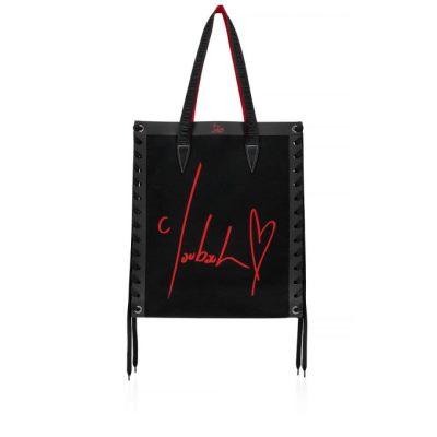 Christian Louboutin Cabalace Small Creative Fabric Tote Bags Tragetaschen Damen Schwarz Rot | AT-30121