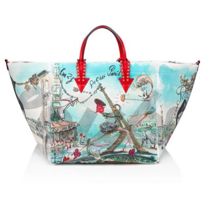 Christian Louboutin Cabaraparis Neopren Tote Bags Tragetaschen Damen Mehrfarbig Rot | AT-82730