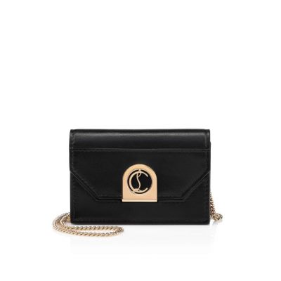 Christian Louboutin Elisa Chain Card Holder Klassische Leder Card Holder Card Holder Damen Schwarz Gold | AT-45088