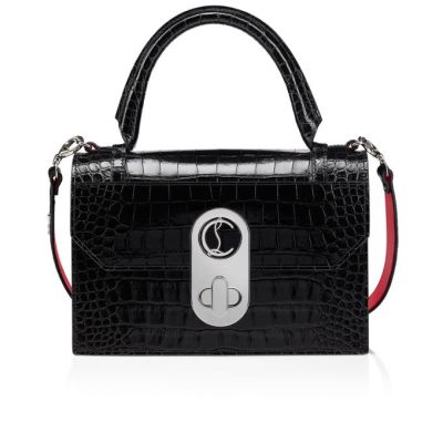 Christian Louboutin Elisa Top Handle M Creative Leder Top Handles Top Handles Damen Schwarz Silber | AT-73913
