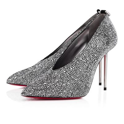 Christian Louboutin Et Pic Et Pump Strass 100 Wildleder Pumps Pumps Damen Schwarz Silber | AT-34036