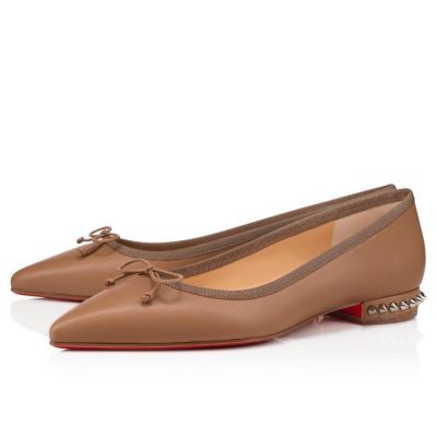 Christian Louboutin Hall 000 Version Fennec Nappa Flats Flats Damen Khaki | AT-88713