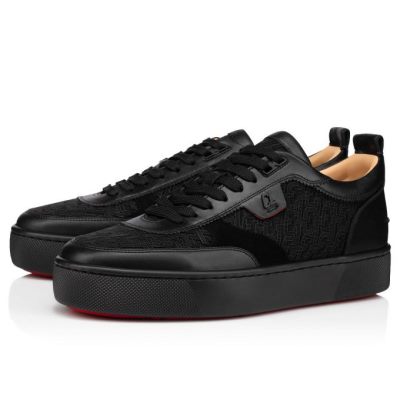 Christian Louboutin Happyrui Baumwoll Sneakers Sneakers Herren Schwarz | AT-88807