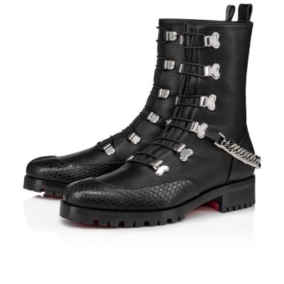 Christian Louboutin Horse Guarda Calf Boots Stiefel Damen Schwarz Silber | AT-80457