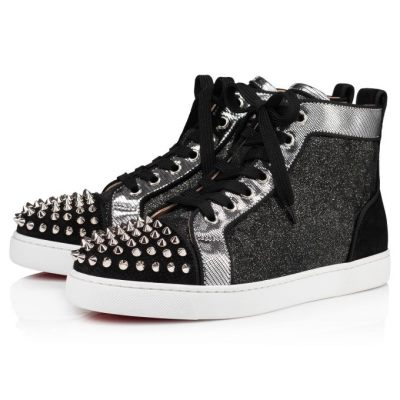 Christian Louboutin Lou Spikes Orlato Version Veau Velours Sneakers Sneakers Damen Schwarz | AT-14070