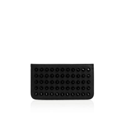 Christian Louboutin M Credilou Nv Calf Empire/Spi Klassische Leder Porte Carte Card Holder Herren Schwarz | AT-90699