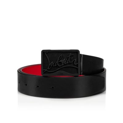 Christian Louboutin Ricky Belt 35 Mat Klassische Leder Belts Gürtel Herren Schwarz | AT-54316