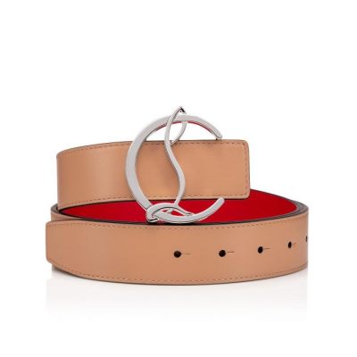 Christian Louboutin W Cl Logo Belt Klassische Leder Belts Gürtel Damen Beige Silber | AT-21142