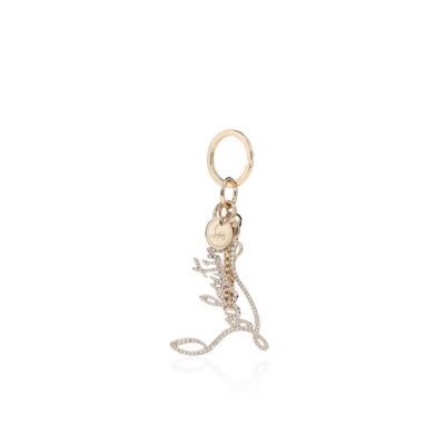 Christian Louboutin W Louboutin Logo Keyring Strass Keyrings Schlüsselring Damen Gold | AT-84950
